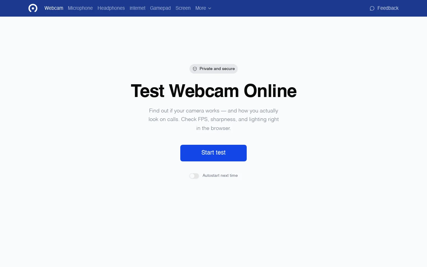 Webcam Test – Check Camera Online 首页截图