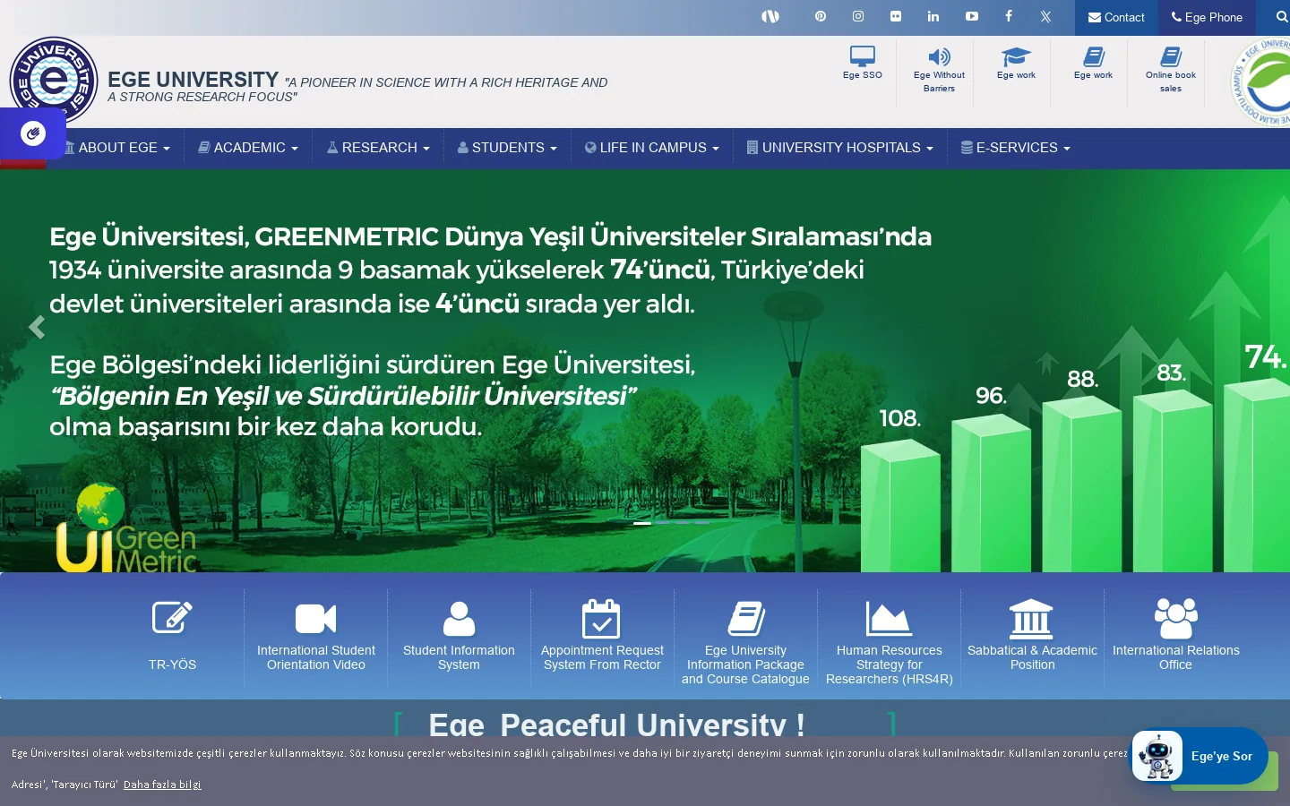 Ege Üniversitesi 首页截图
