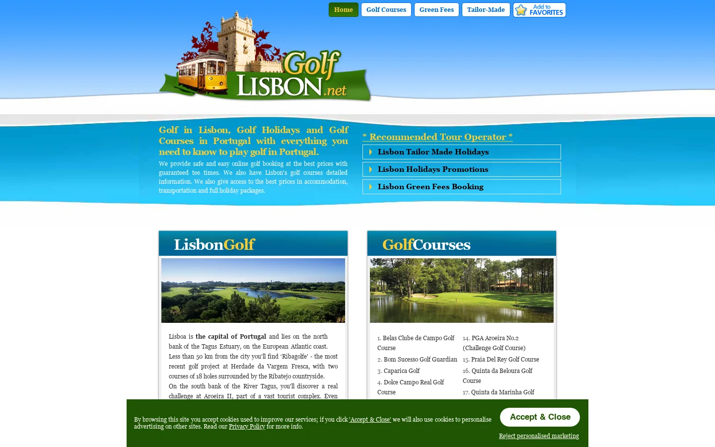 Golf Lisbon 首页截图