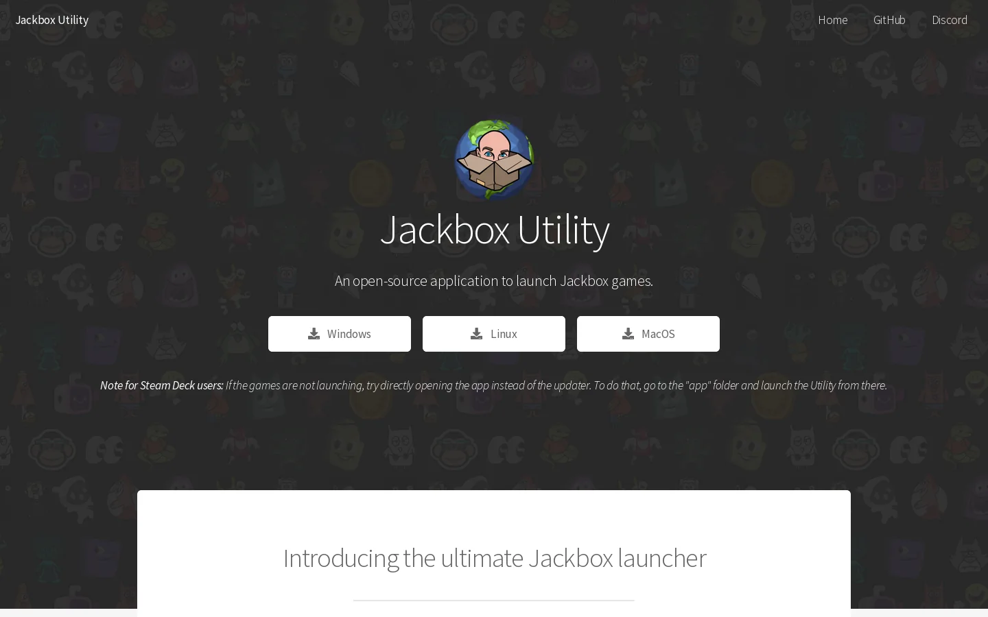 Jackbox Utility 首页截图