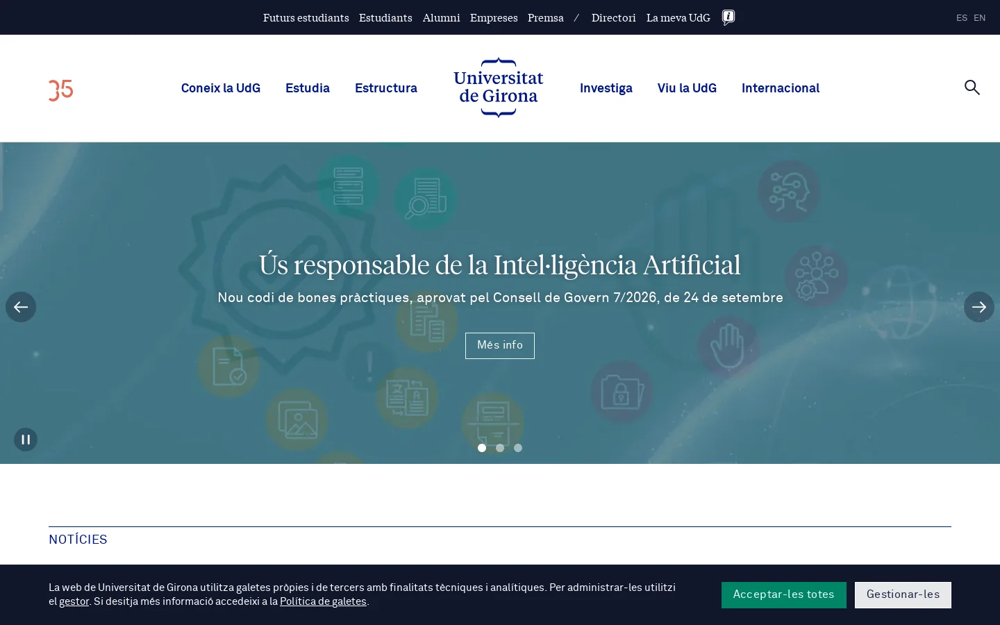 Universitat de Girona > UdG 首页截图