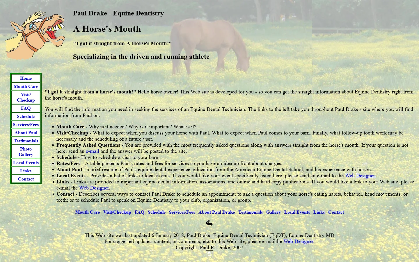 equine dentist - equine dentist maryland MD – horse dental technician – dentistry – Paul Drake – horses mouth – EqDT - care – checkup 首页截图