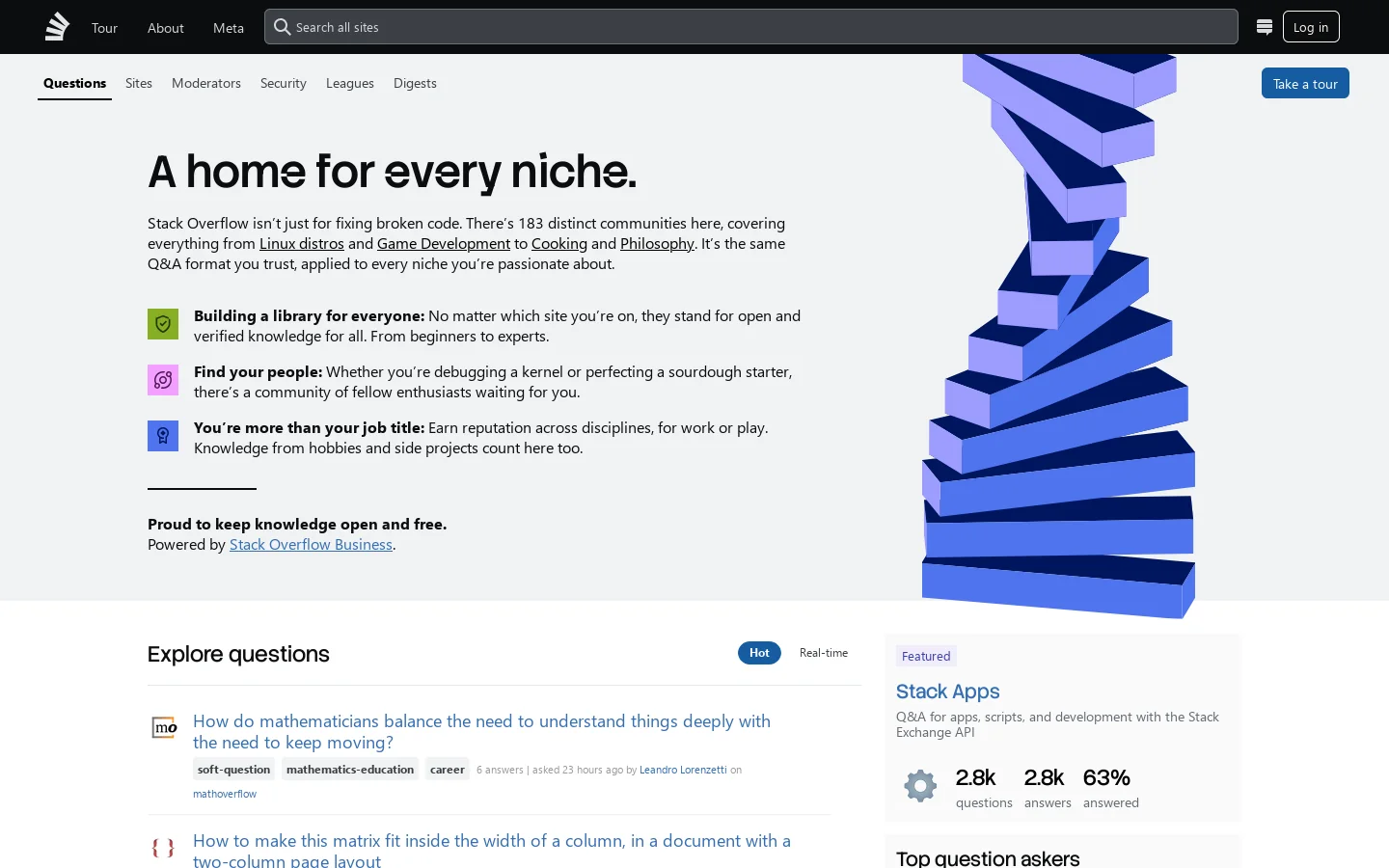 stackexchange.com 首页截图
