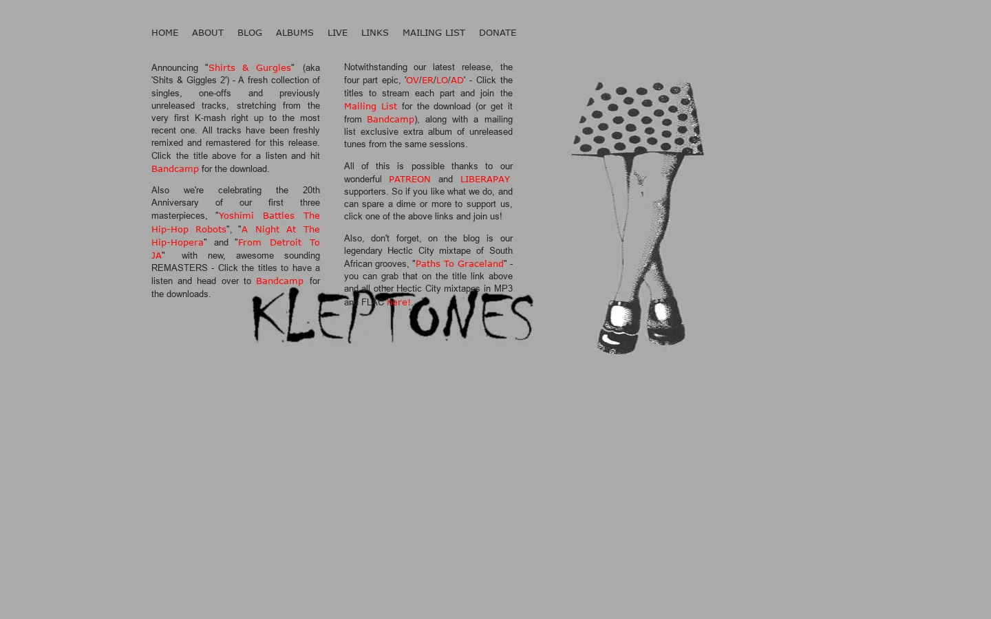 The Kleptones Home Page 首页截图
