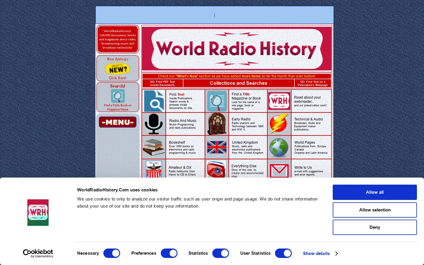 HOME PAGE WorldRadioHistory Radio Music Electronics Publications 首页截图