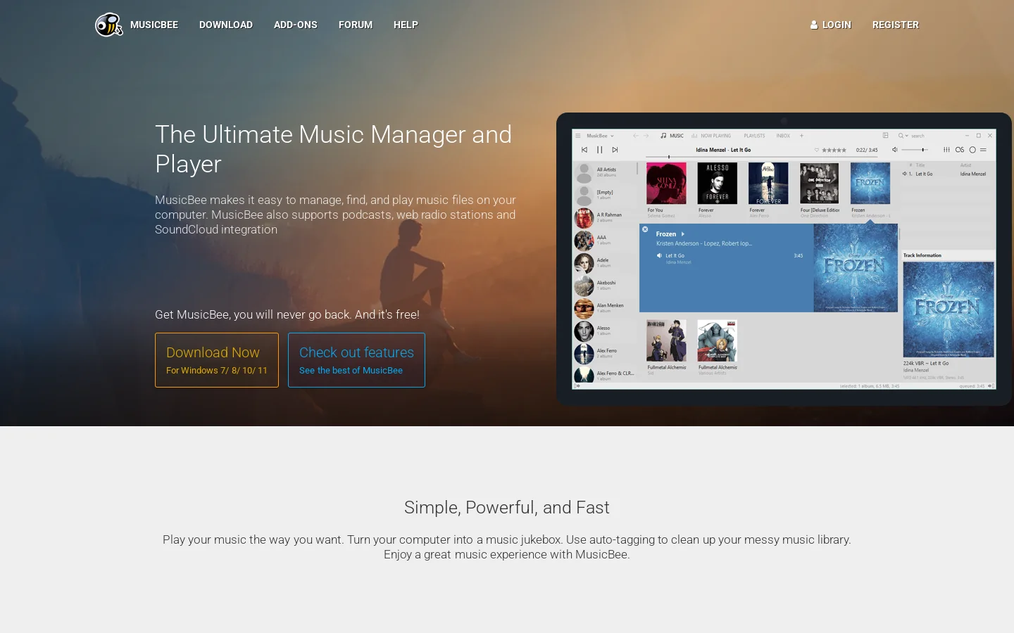 MusicBee - The Ultimate Music Manager and Player 首页截图