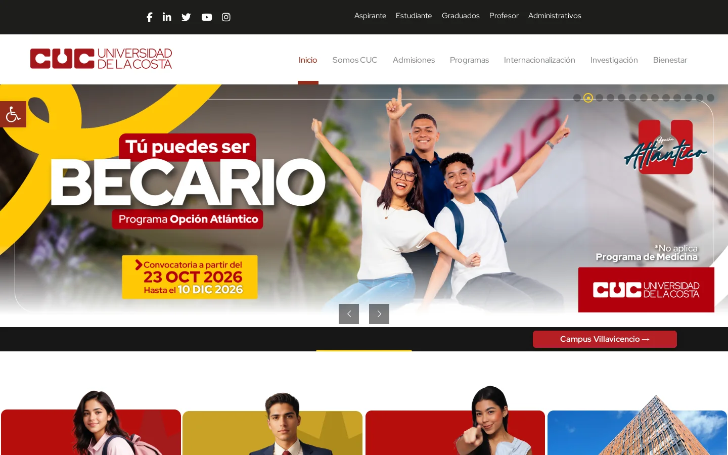 Universidad de la Costa | Educación Superior de Calidad 首页截图
