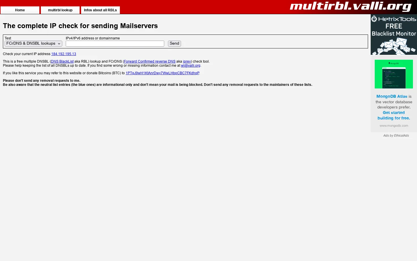 MultiRBL.valli.org 首页截图