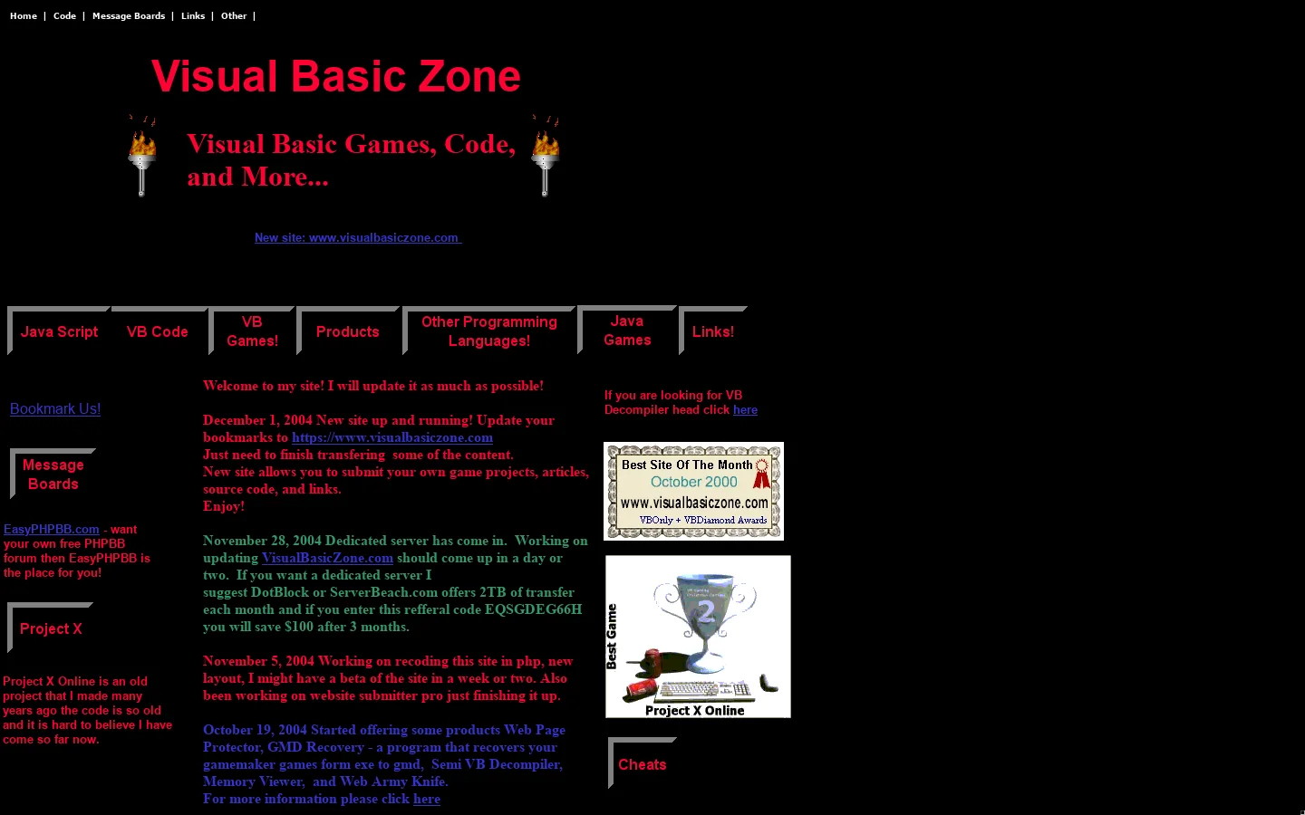 Visual Basic Code, Games, And More! 首页截图