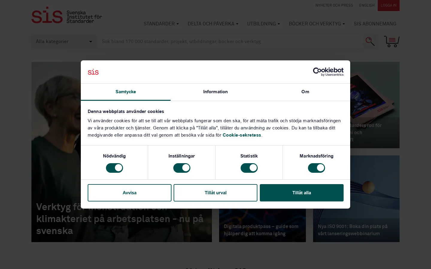 Svenska institutet för standarder, SIS - Svenska institutet för standarder, SIS 首页截图