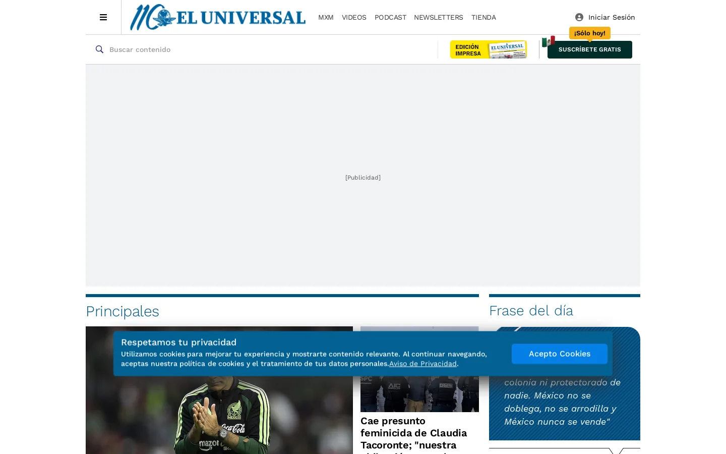 El Universal 首页截图