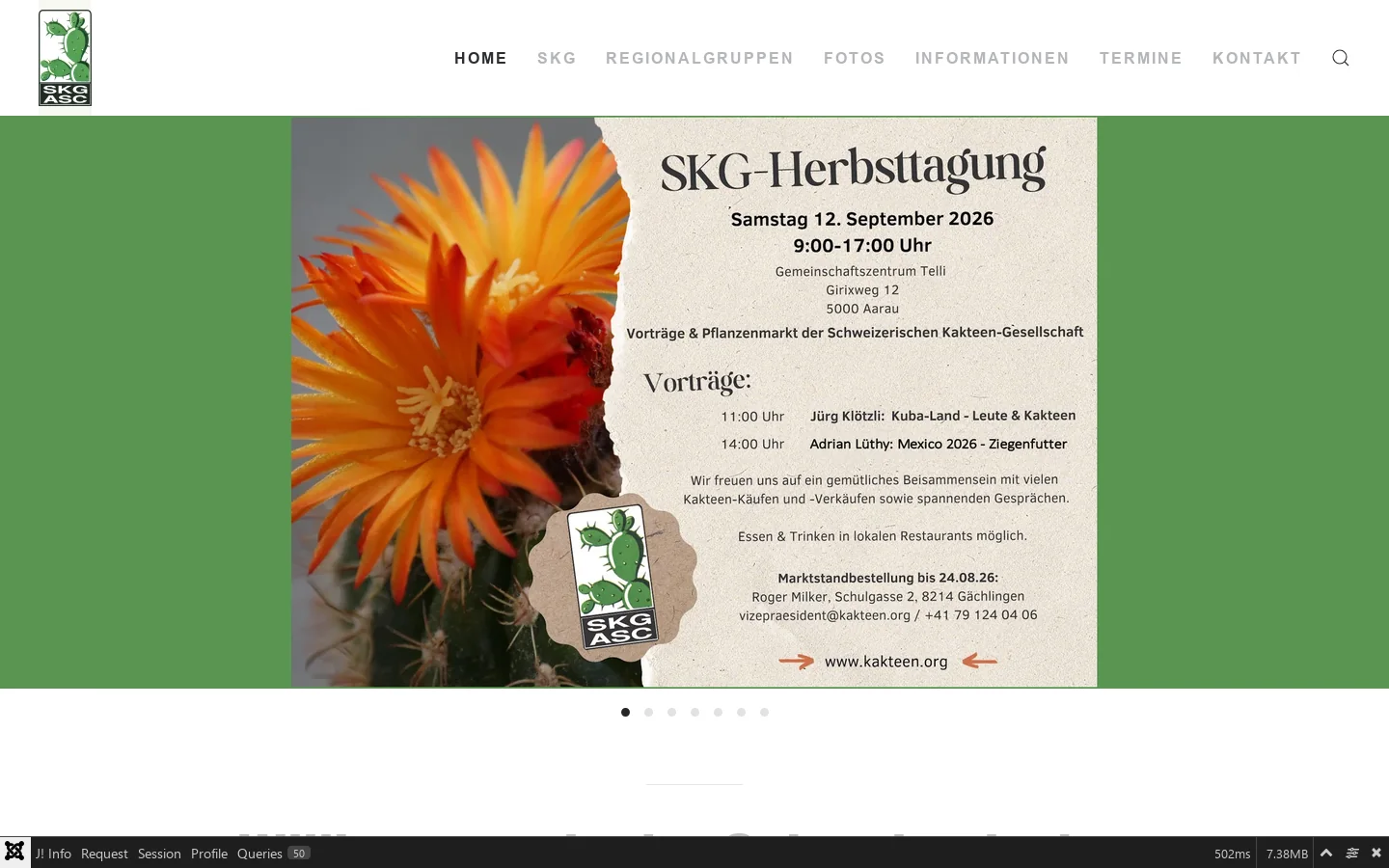 Schweizerische Kakteen-Gesellschaft - Association Suisse des Cactophiles - Swiss Cactus Association 首页截图