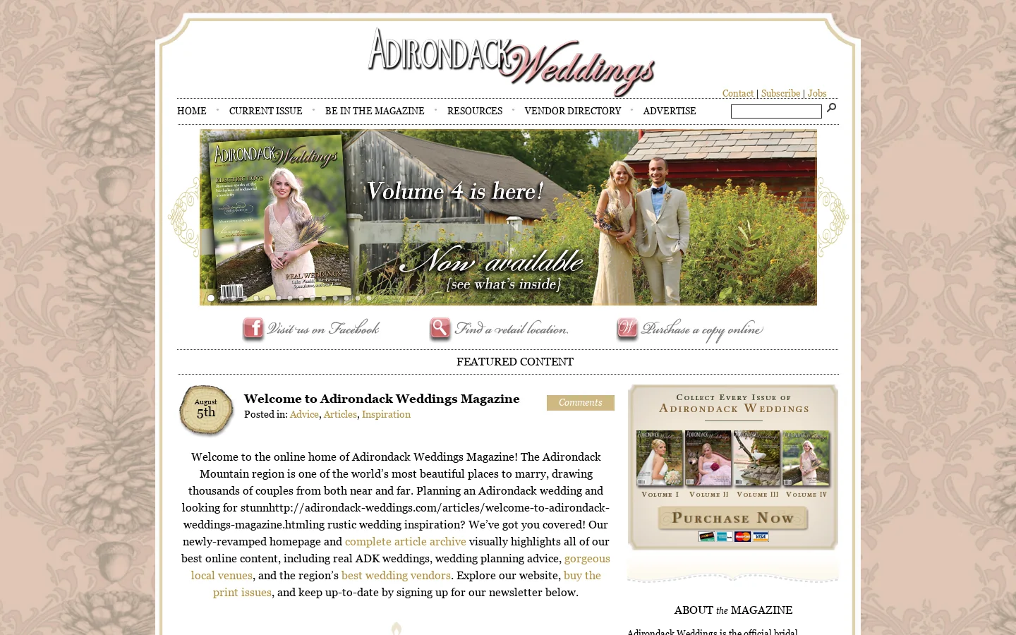 Adirondack Weddings Magazine 首页截图