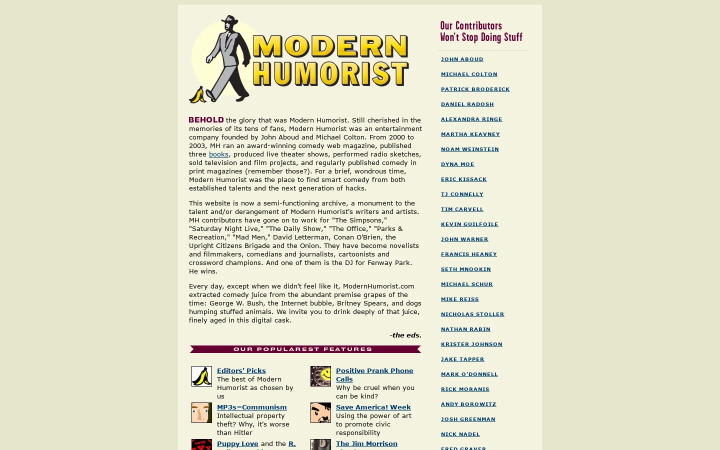 Modern Humorist 首页截图