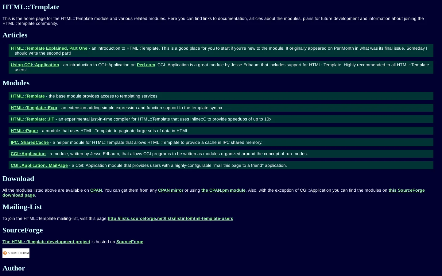 HTML::Template 首页截图