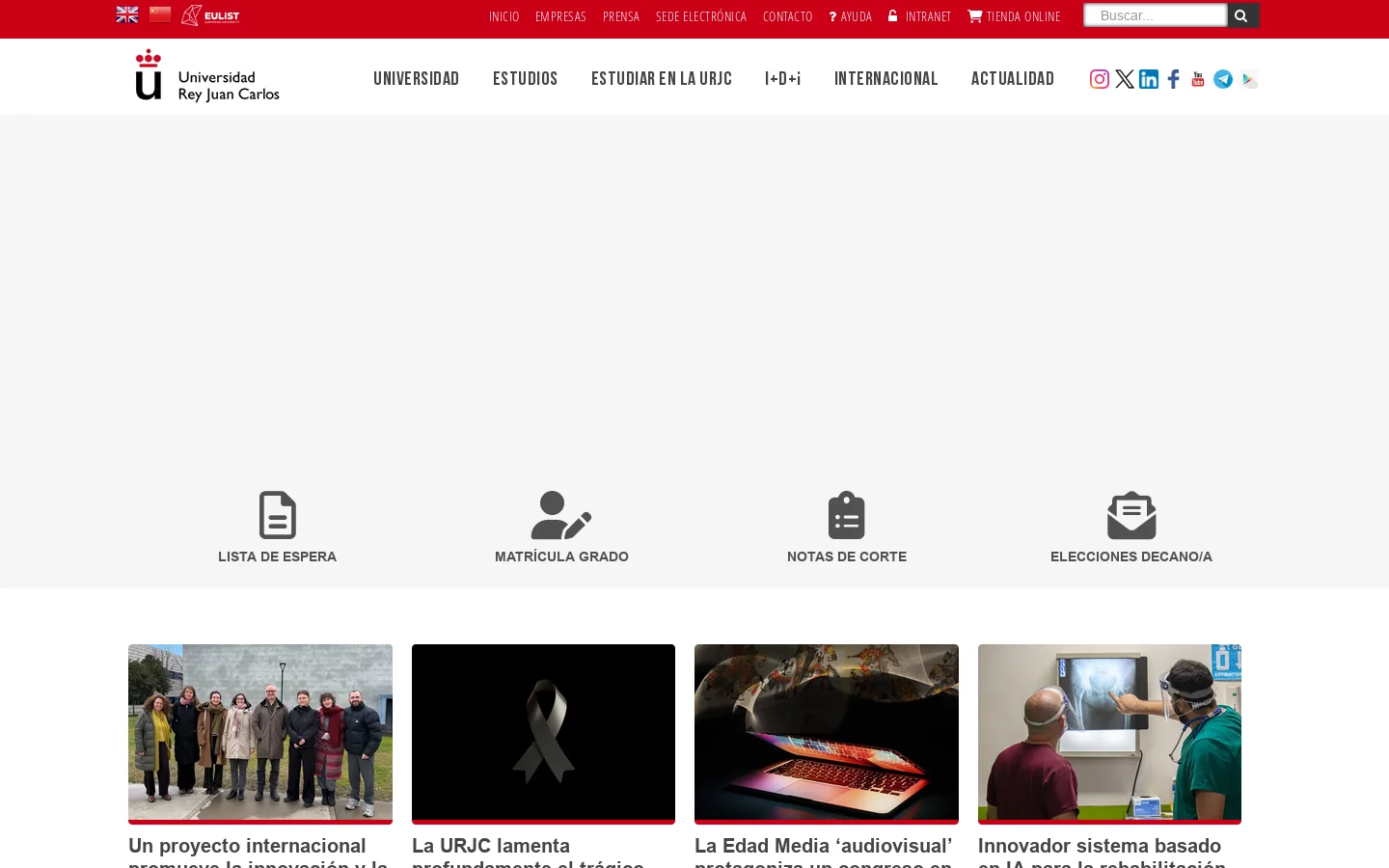 Inicio - Universidad Rey Juan Carlos 首页截图
