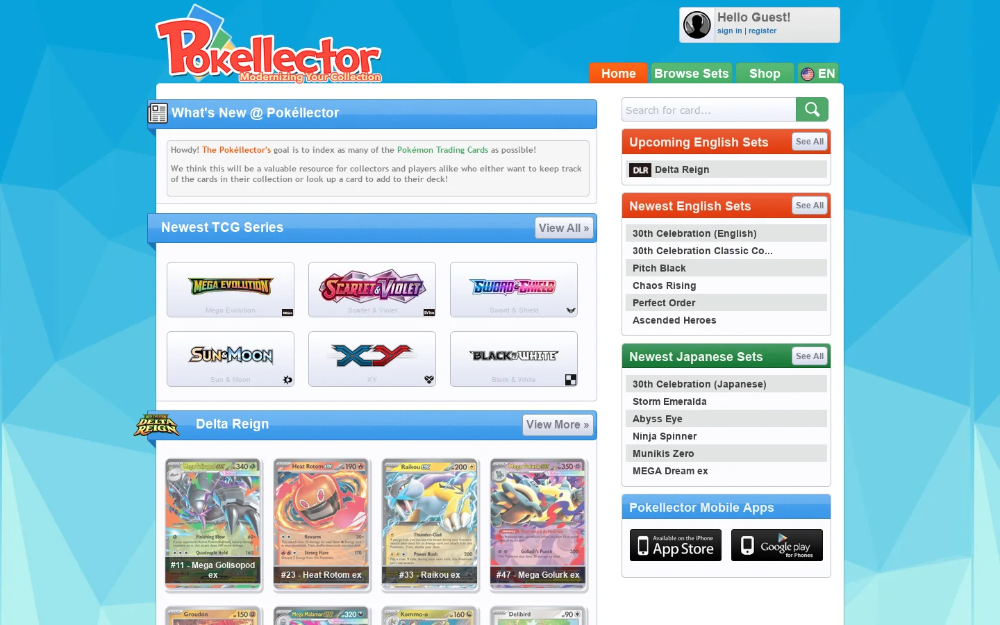 Pokéllector 首页截图