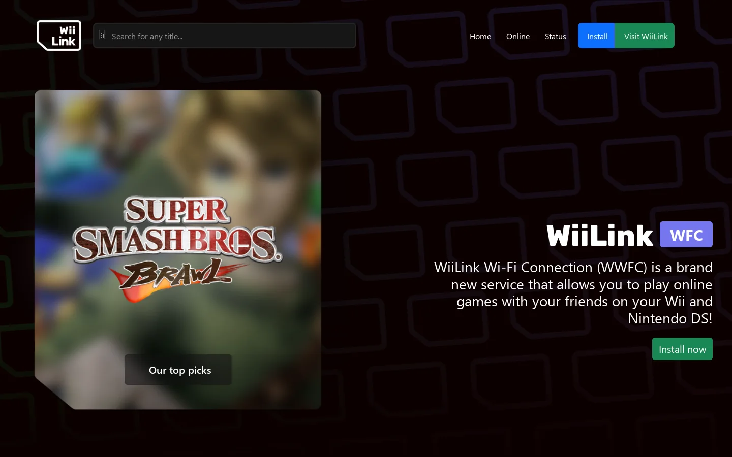 WiiLink WFC 首页截图