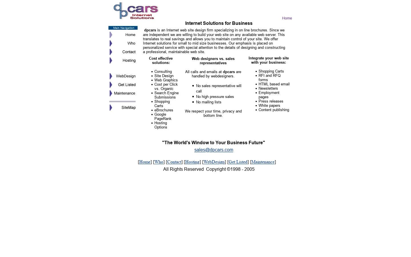 Web Site Design with dpcars.com * Internet Solutions for Business * 首页截图