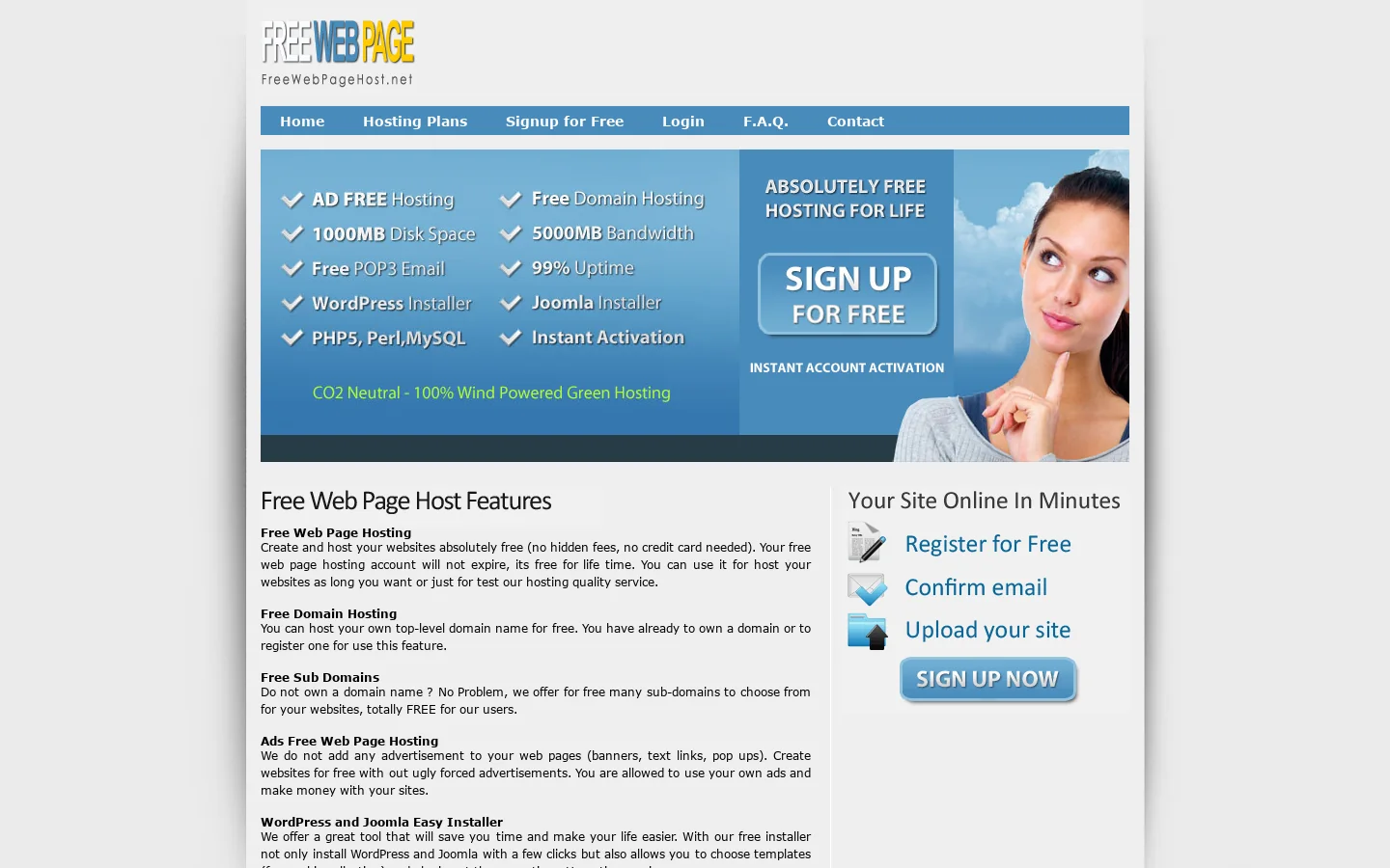 Free Web Page Hosting . Free website hosting for ALL 首页截图