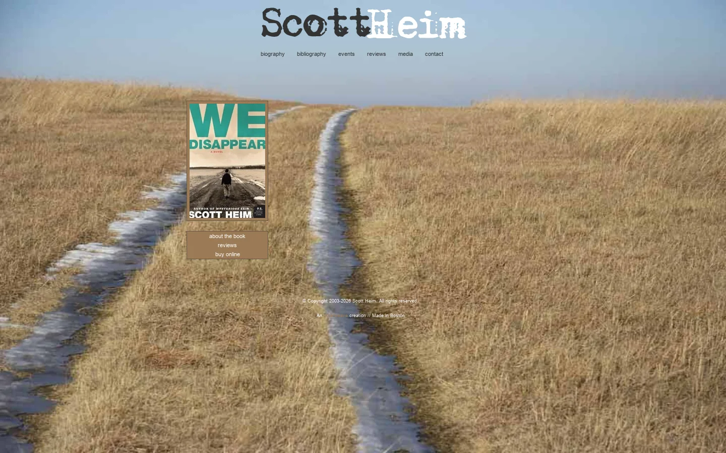 Scott Heim // Author // Official Web Site 首页截图