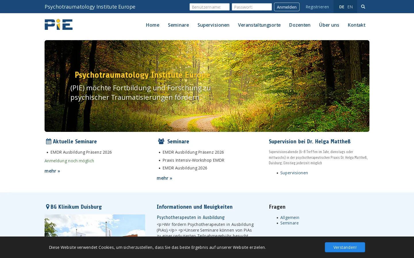 Psychotraumatology Institute Europe 首页截图