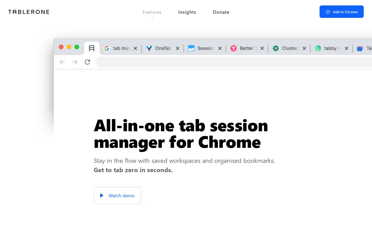 TABLERONE ∙ All-in-one tab session manager for Chrome 首页截图