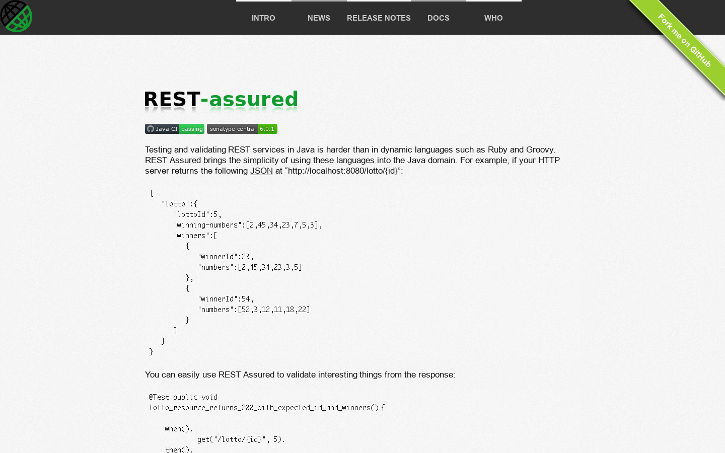 REST Assured 首页截图
