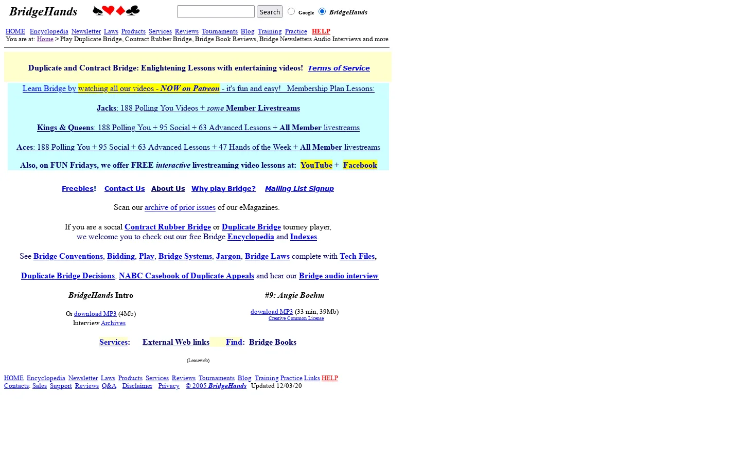 Play Duplicate Bridge, Contract Rubber Bridge, Bridge Book Reviews, Bridge Newsletters Audio Interviews and more 首页截图