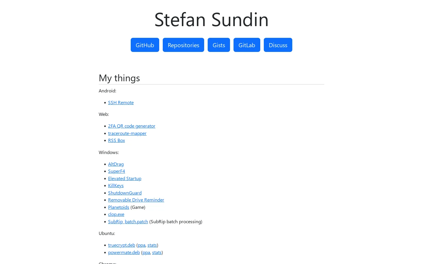 Stefan Sundin 首页截图