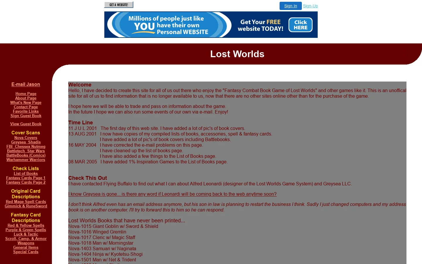 Lost Worlds Home Page 首页截图