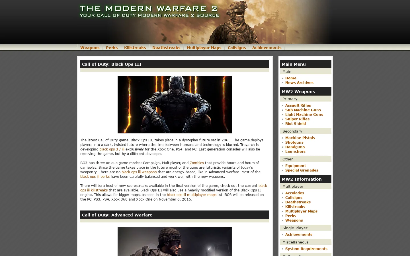 Modern Warfare 2 - Call of Duty 6: Modern Warfare 2 (MW2) Source - Black Ops III 首页截图