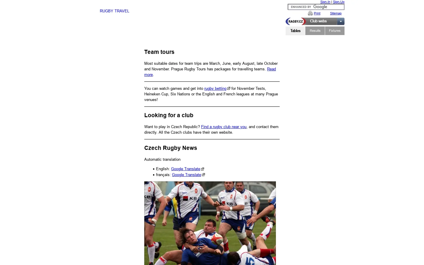 Rugby CZ 首页截图