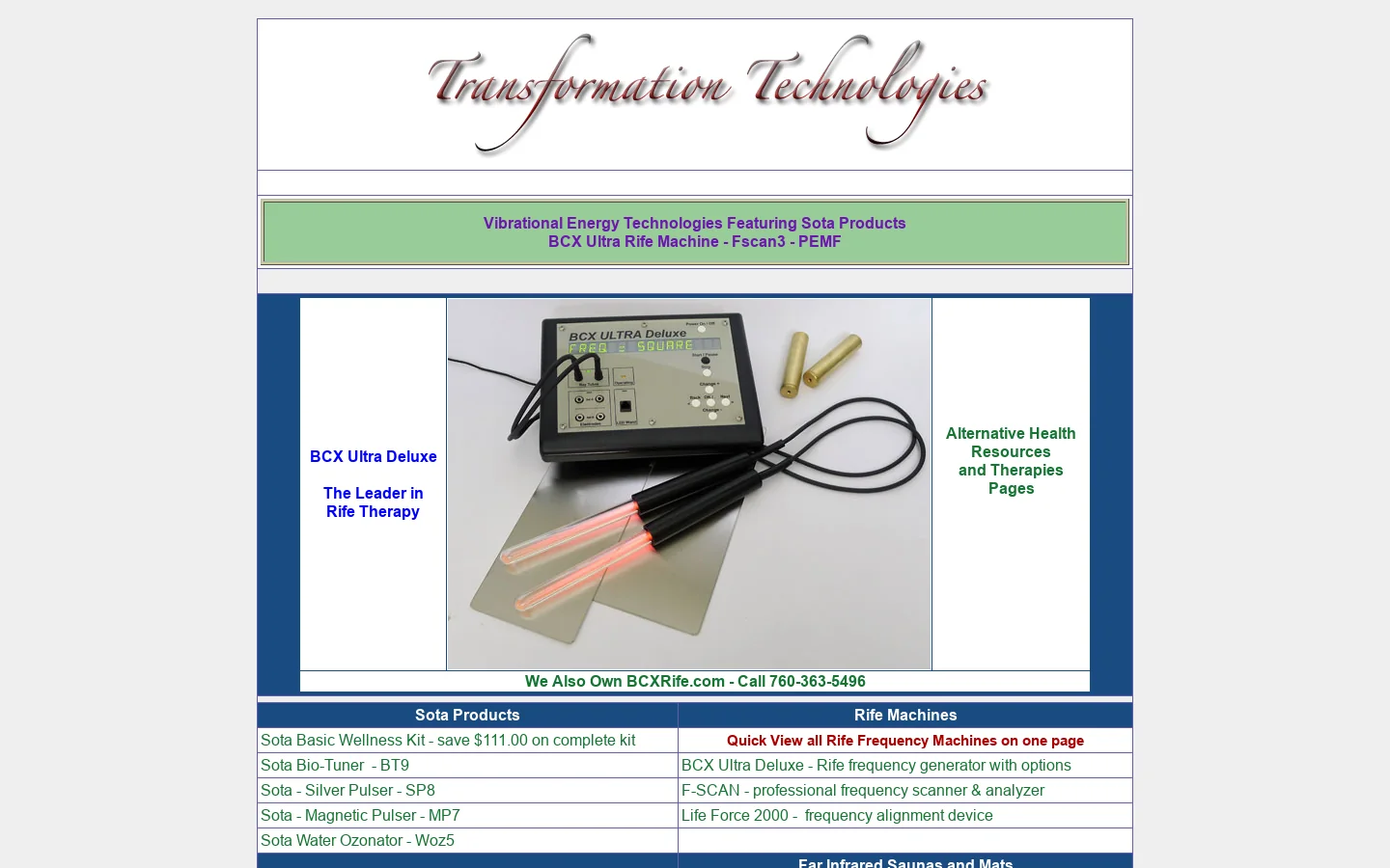 BCX Ultra Rife, Sota Biotuner, QRS and many more vibrational energy technologies for healing and well-being 首页截图