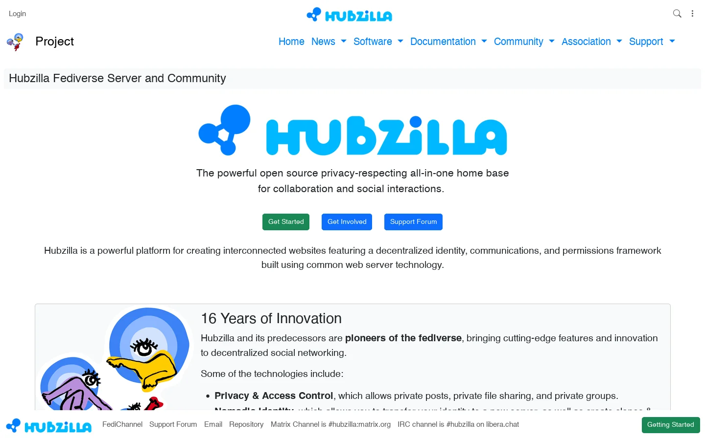 Hubzilla Fediverse Server and Community 首页截图
