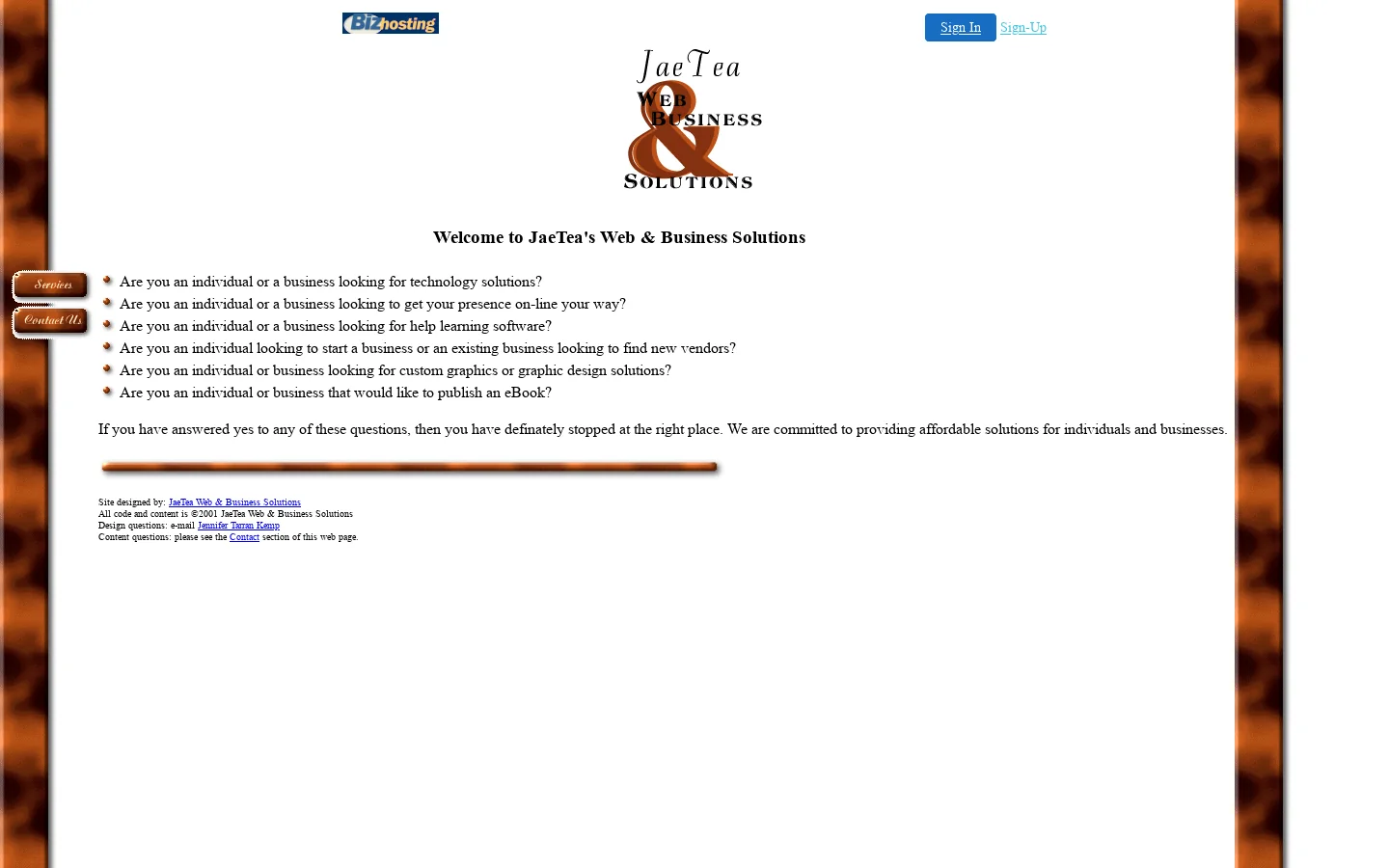 JaeTea Web & Business Solutions 首页截图