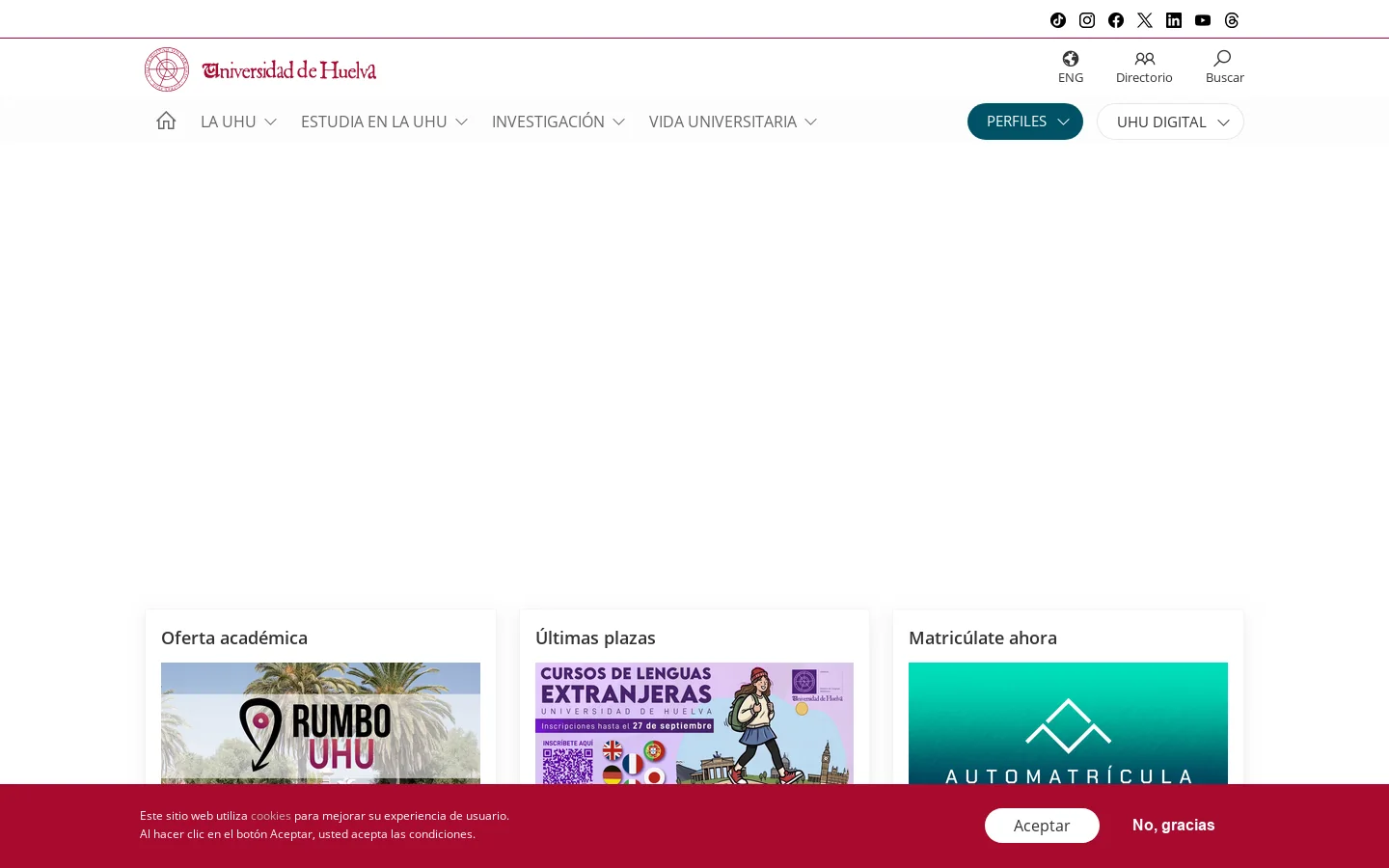 Inicio | Universidad de Huelva 首页截图