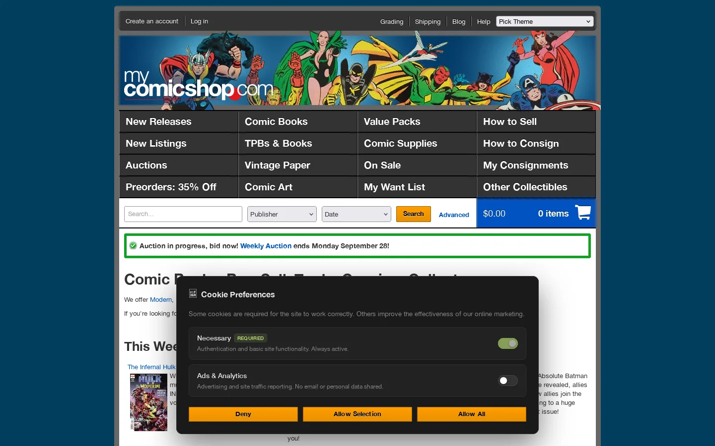 MyComicShop 首页截图
