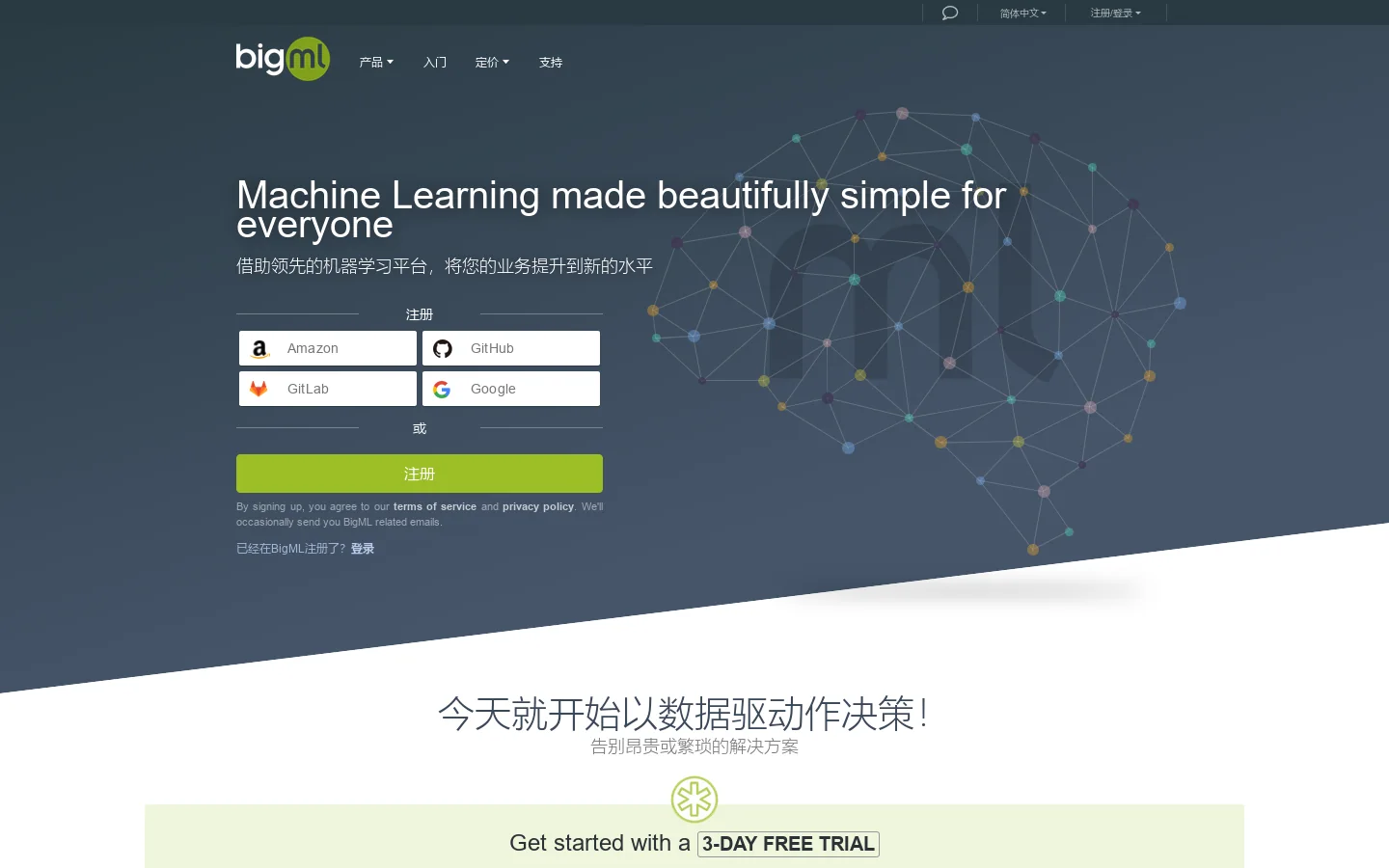 BigML.com 首页截图