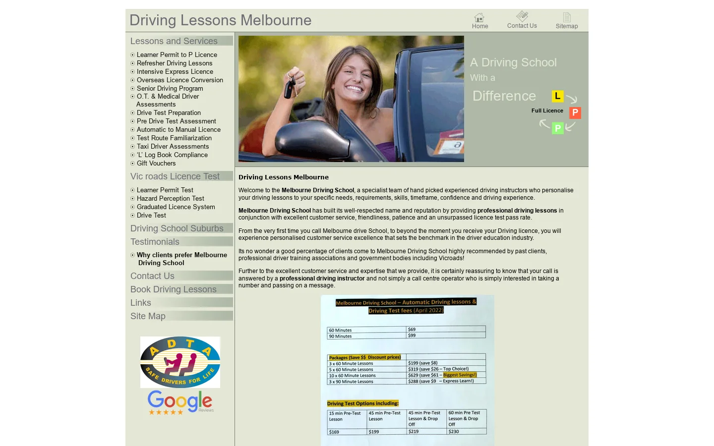Driving Lessons Melbourne 首页截图