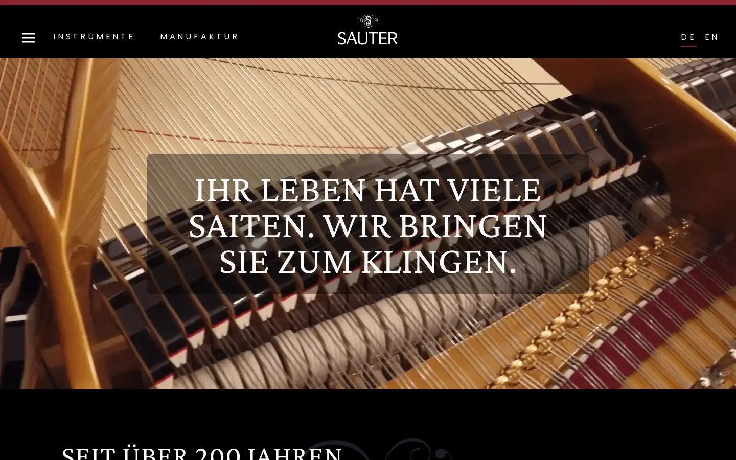 Sauter Pianomanufaktur | Deutsche Klavierbaukunst seit über 200 Jahren 首页截图