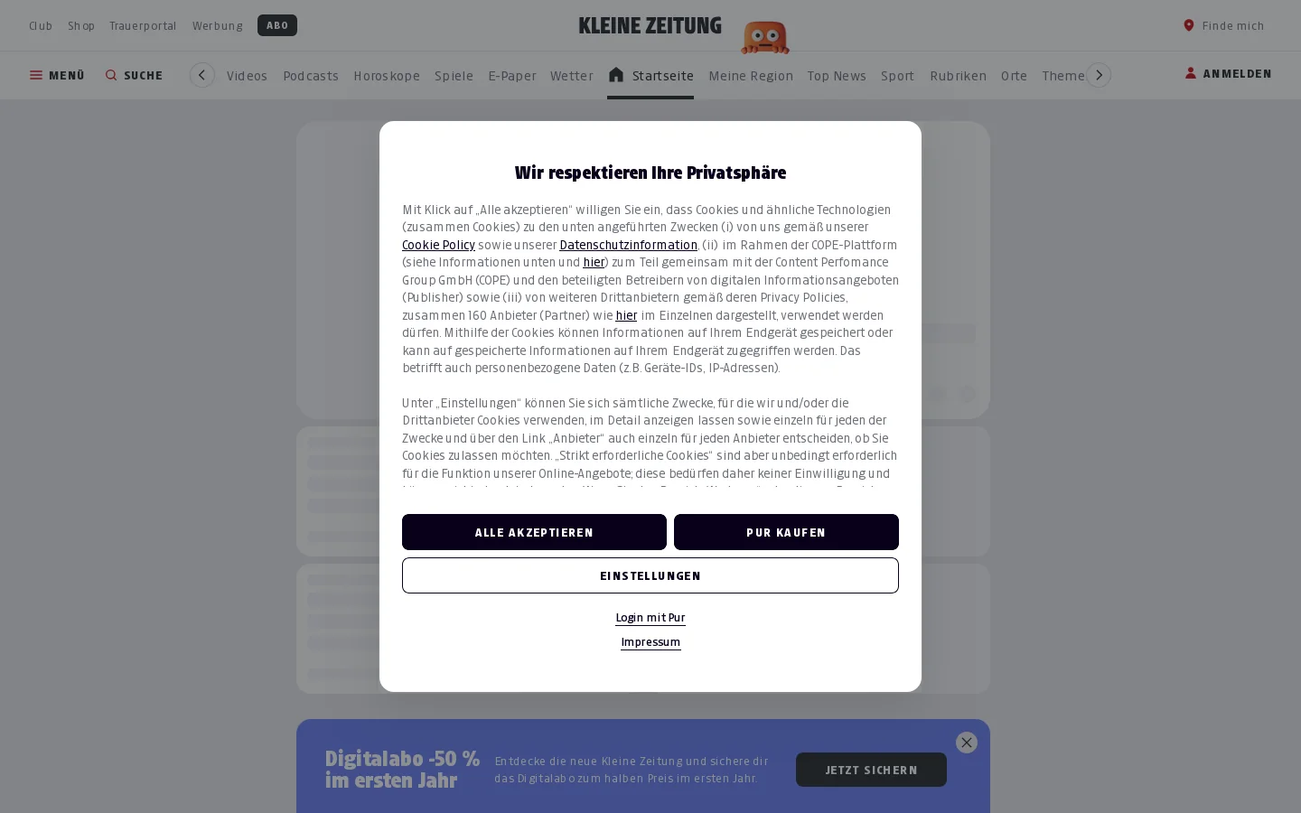 Kleine Zeitung 首页截图