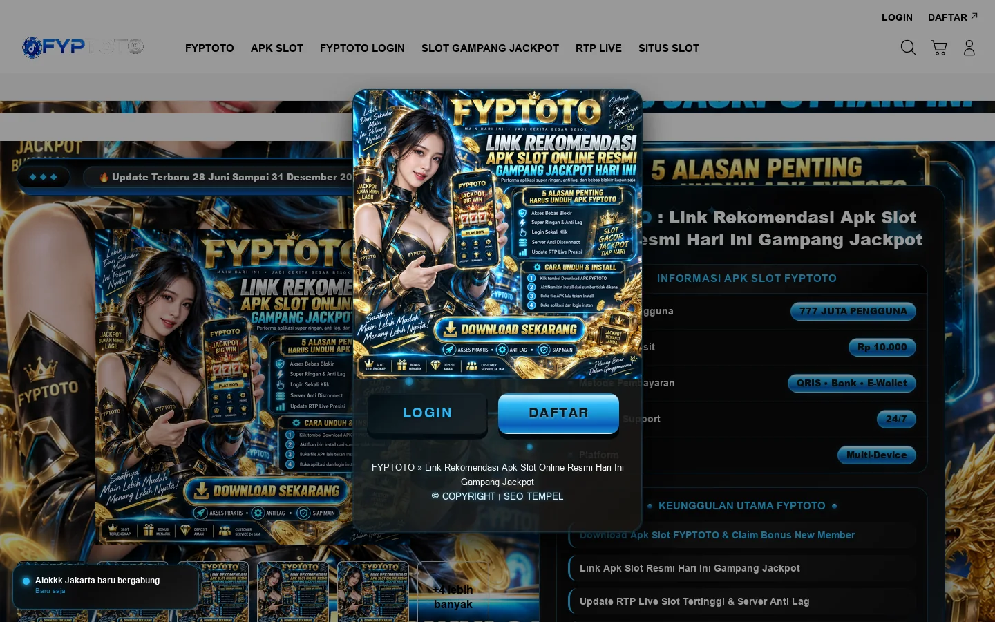 FYPTOTO » Link Rekomendasi Apk Slot Online Resmi Hari Ini Gampang Jackpot 首页截图