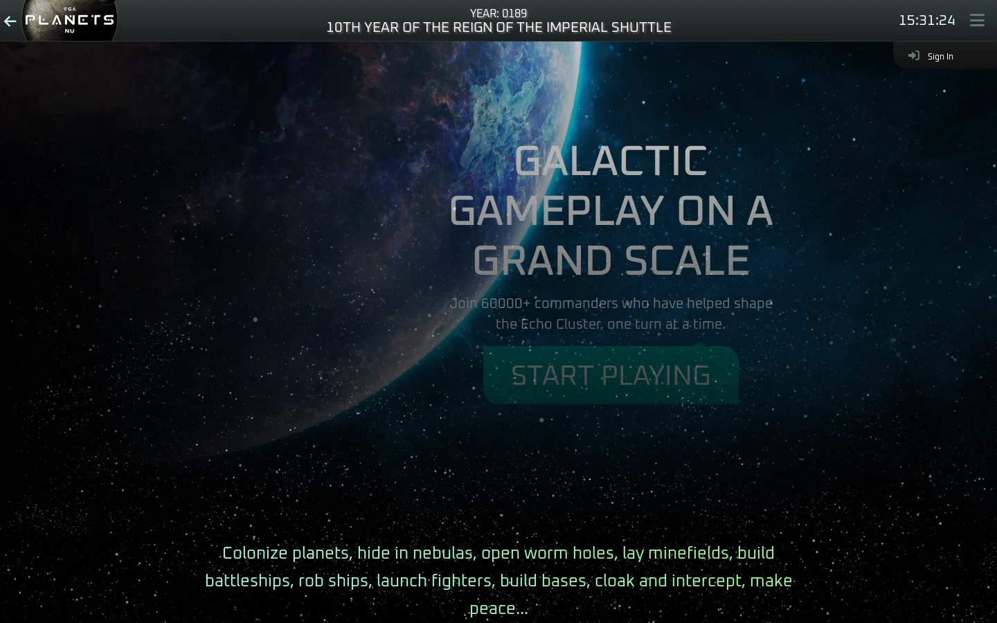 Planets Nu 首页截图