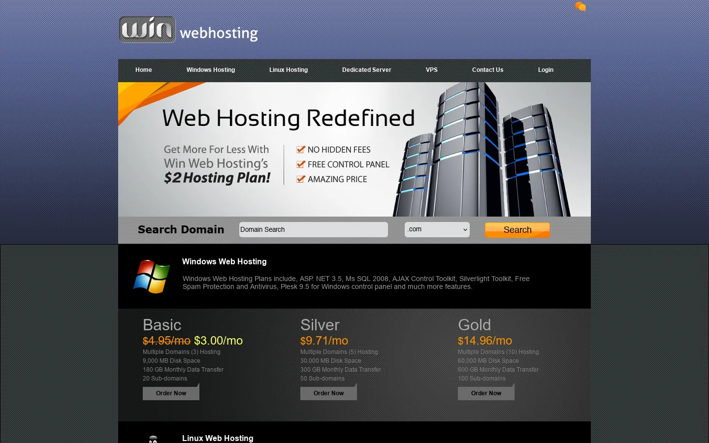 Win web hosting 首页截图