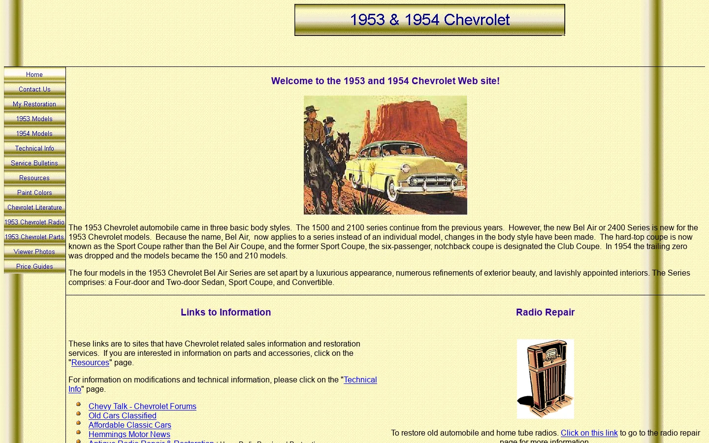1953 1954 Chevrolet Automobile 首页截图