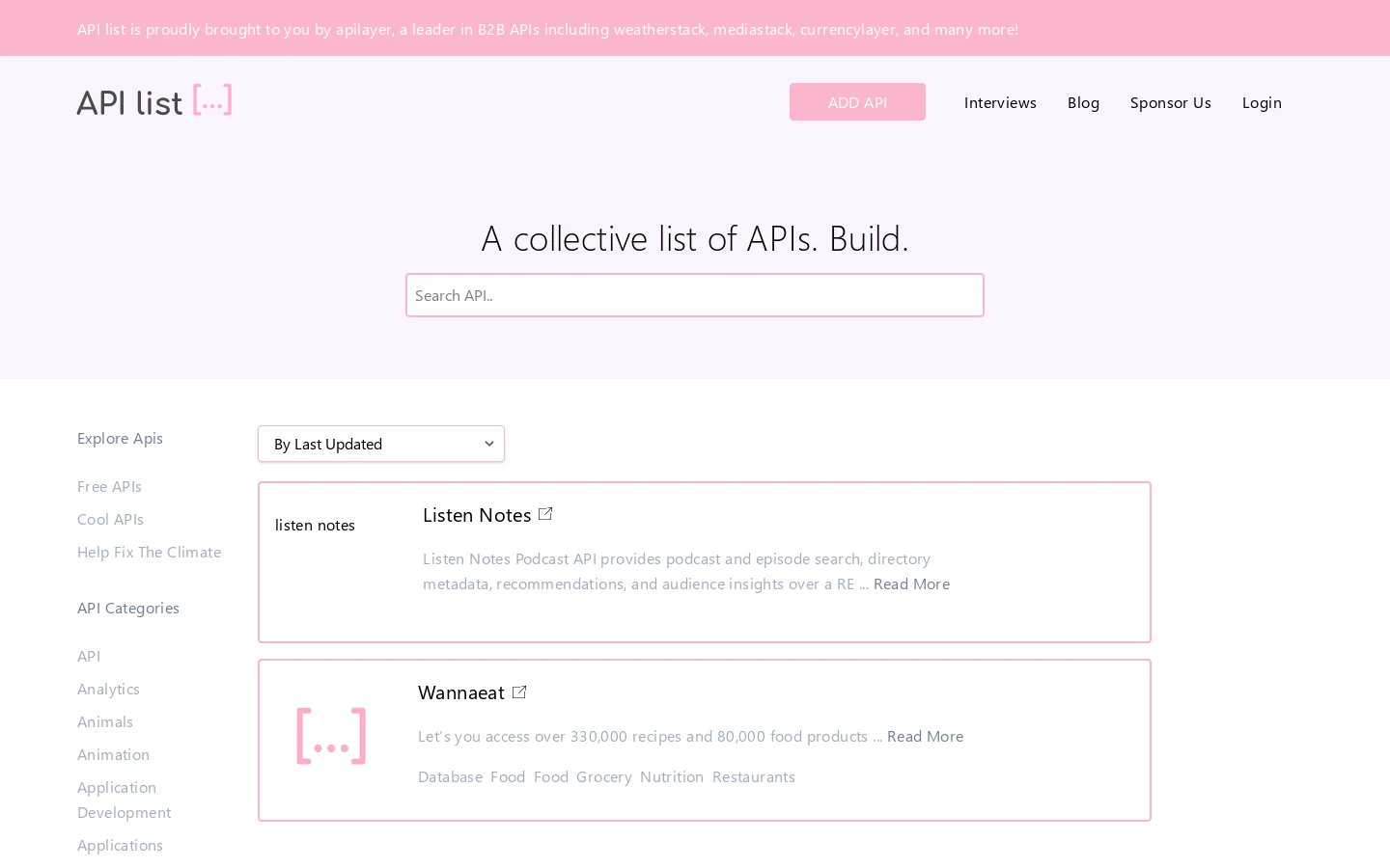 API List 首页截图