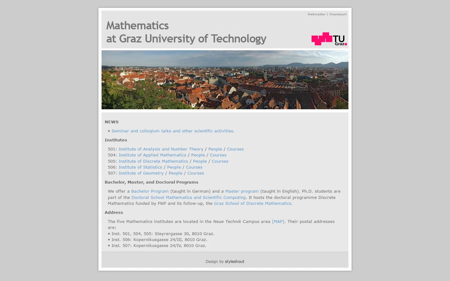 Mathematics TU Graz 首页截图