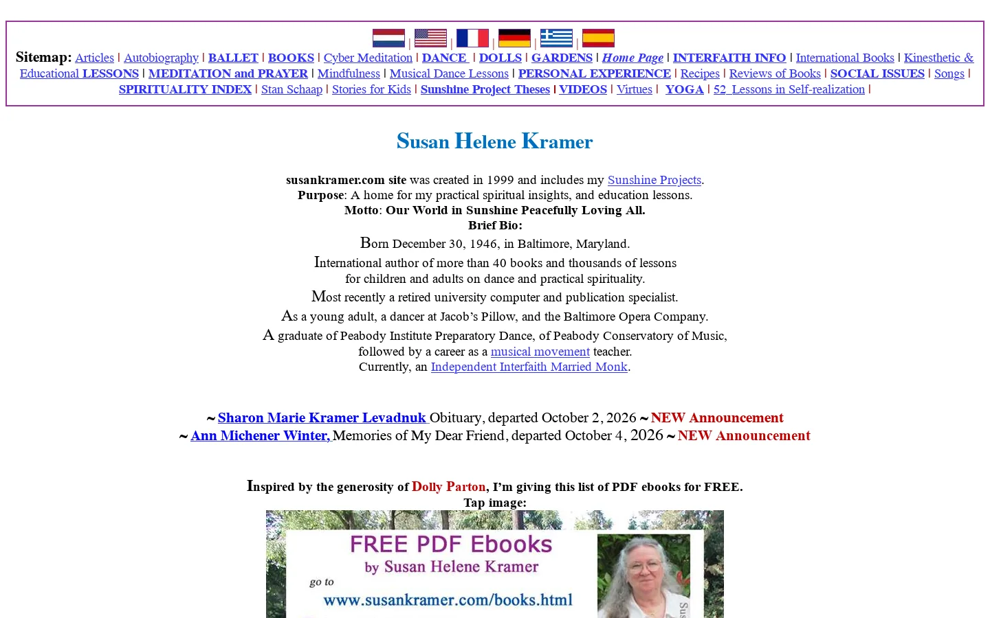 Rhythmic Dance, Ballet, Practical Spirituality, Philosophy - Educational Web Site by Susan Helene Kramer 首页截图