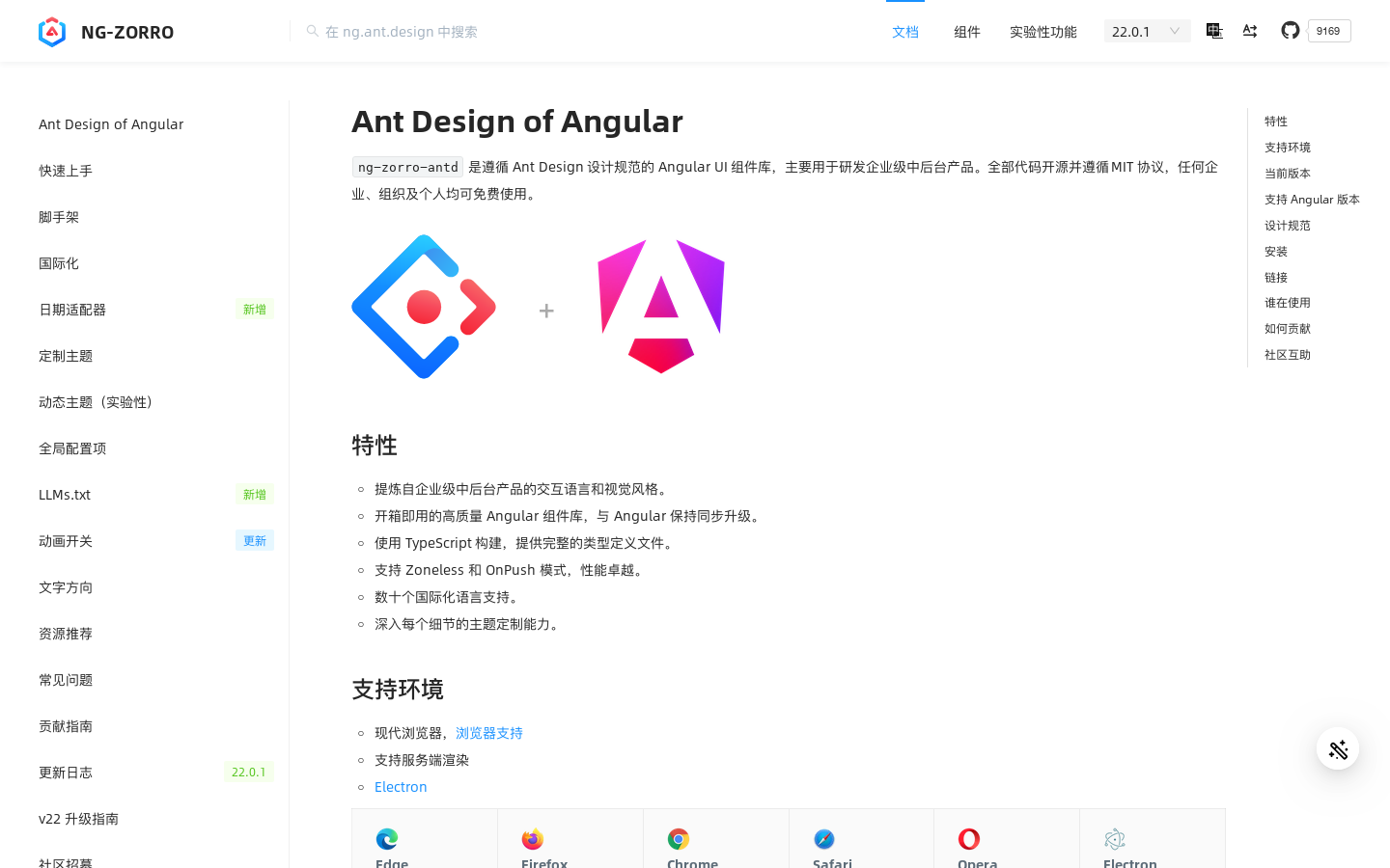 NG-ZORRO 首页截图